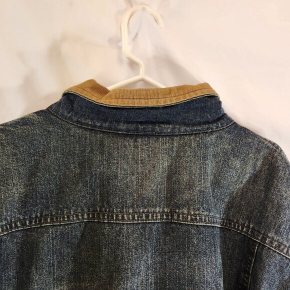 Denver Hayes Mens Lined Quilted Denim Jacket Distressed Parachutist Patch Warm - Picture 10 of 16